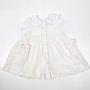 Vintage Bonnie Jean Dress Girls Size 2T Cream Gauze Button Down Lightweight